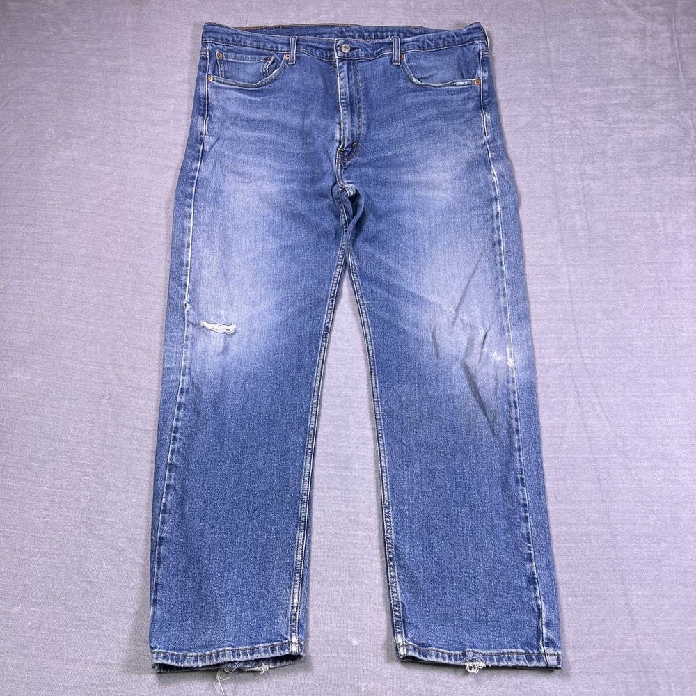 Levi's 505 Regular Distressed Mid Rise Straight Jeans Mens 40x30 Blue Denim